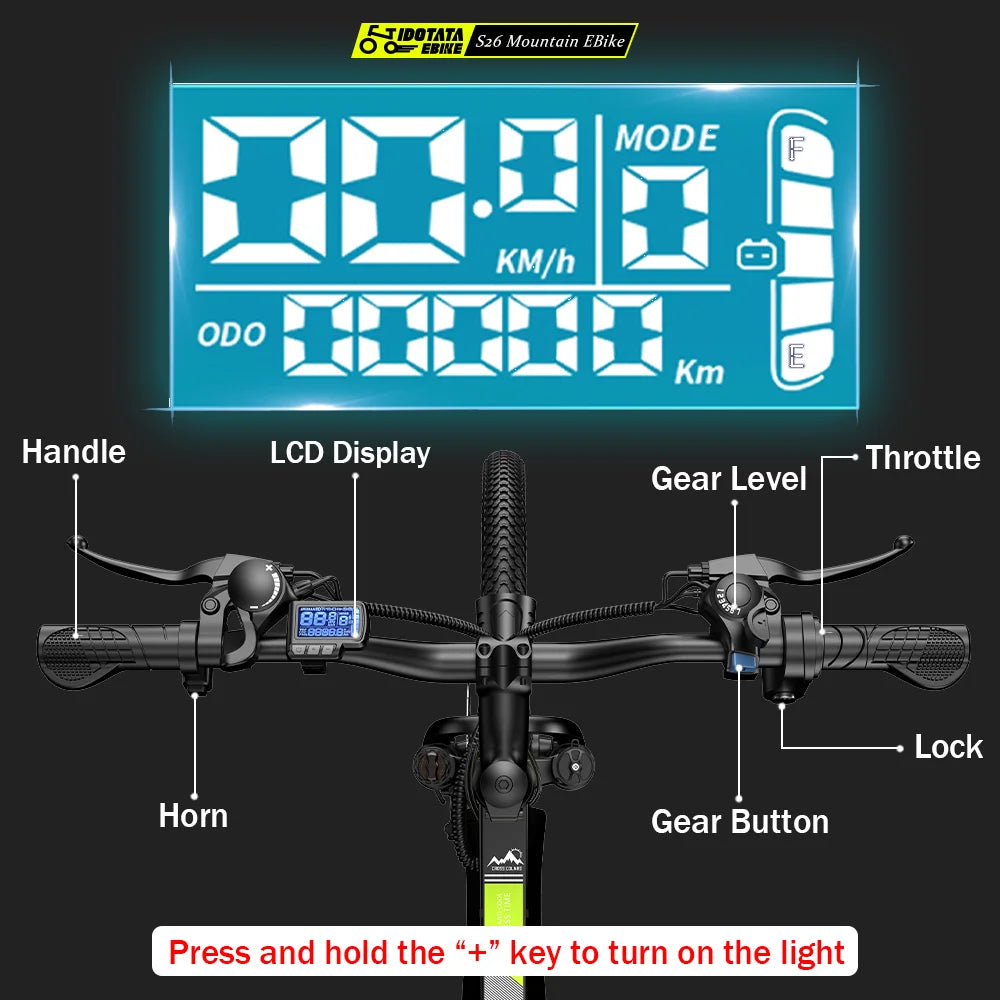 IDOTATA Electric Bicycle 48V 12.8AH Lithium Battery 500W Motor